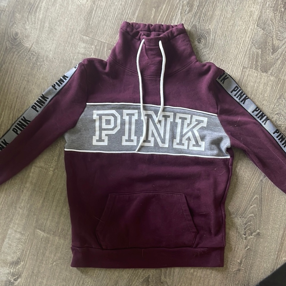 Black white grey and maroon Victoria secret pink hoodie worn once $15